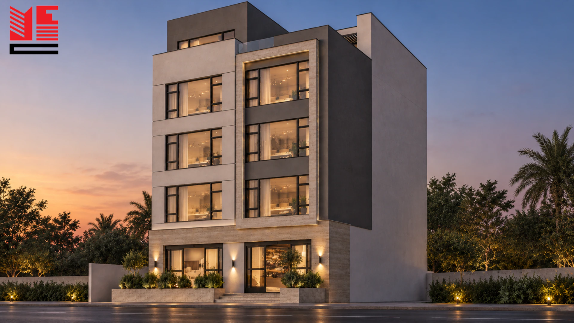 مبنى تجاري بنوافذ مؤطرة &mdash; منظر ١