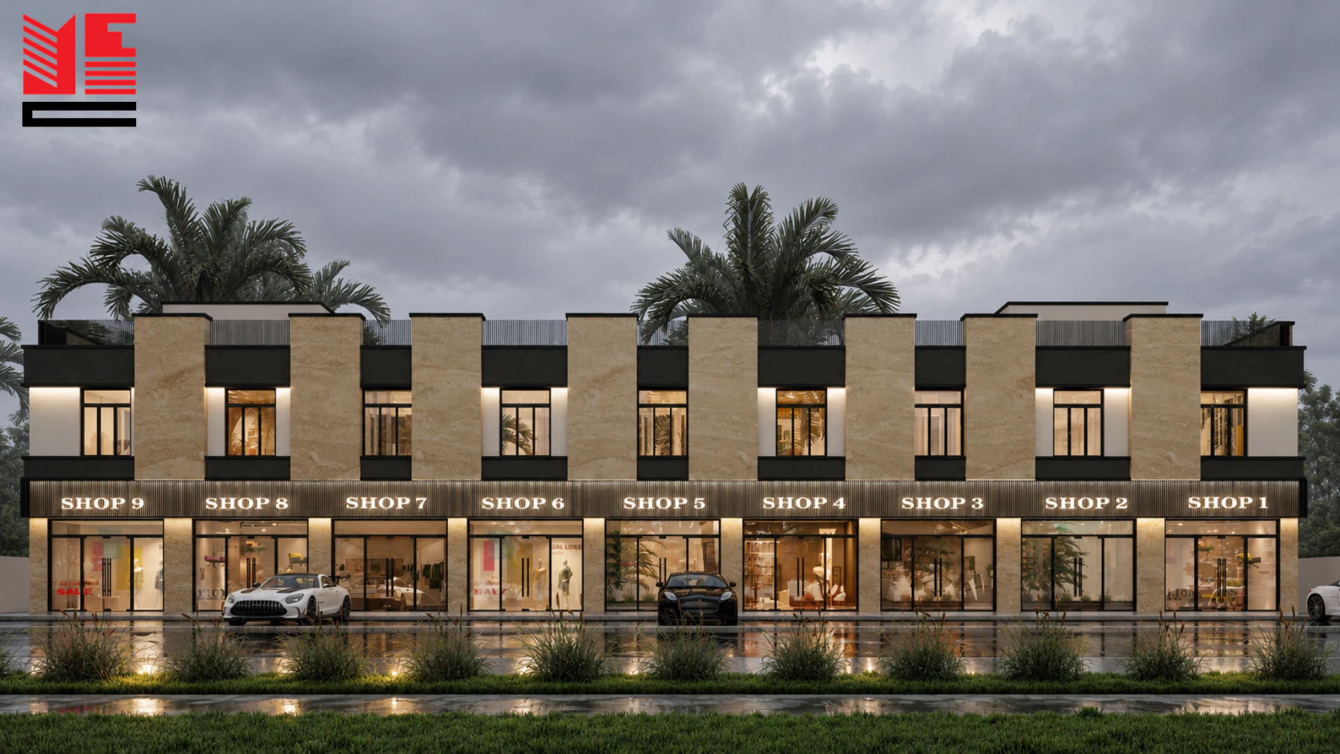 مجمع محلات منخفض الارتفاع — منظر ٢