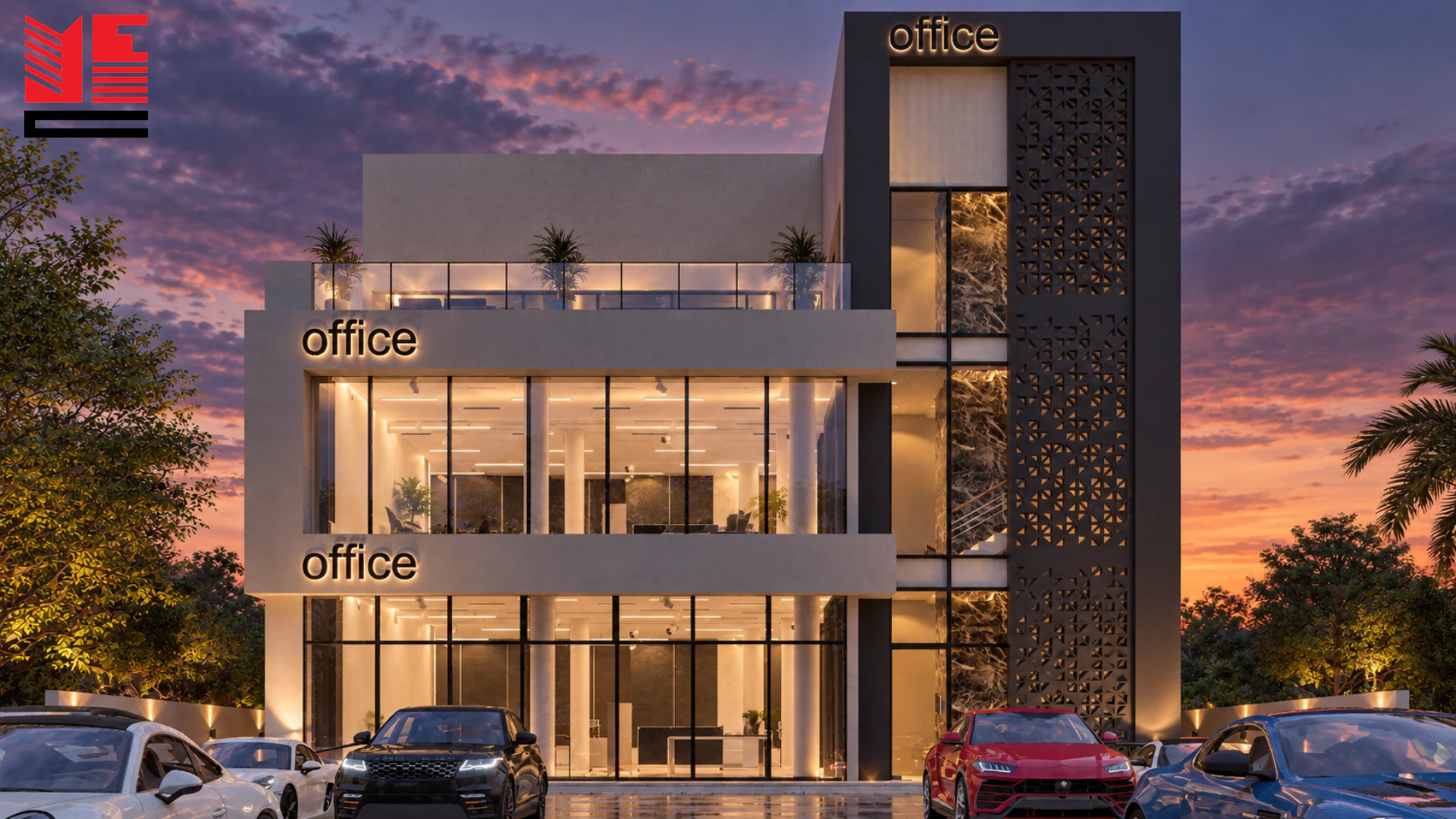 Office Building with a Framed Facade — project view 2