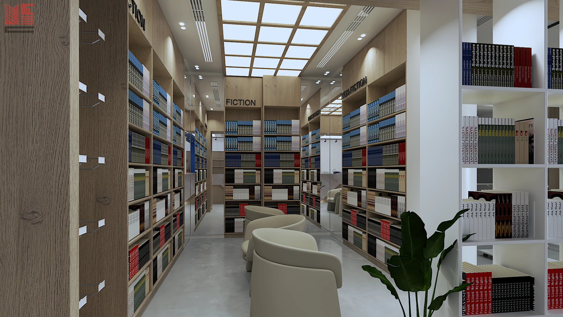 تصميم داخلي لمحل كتب وقرطاسية — منظر ٨