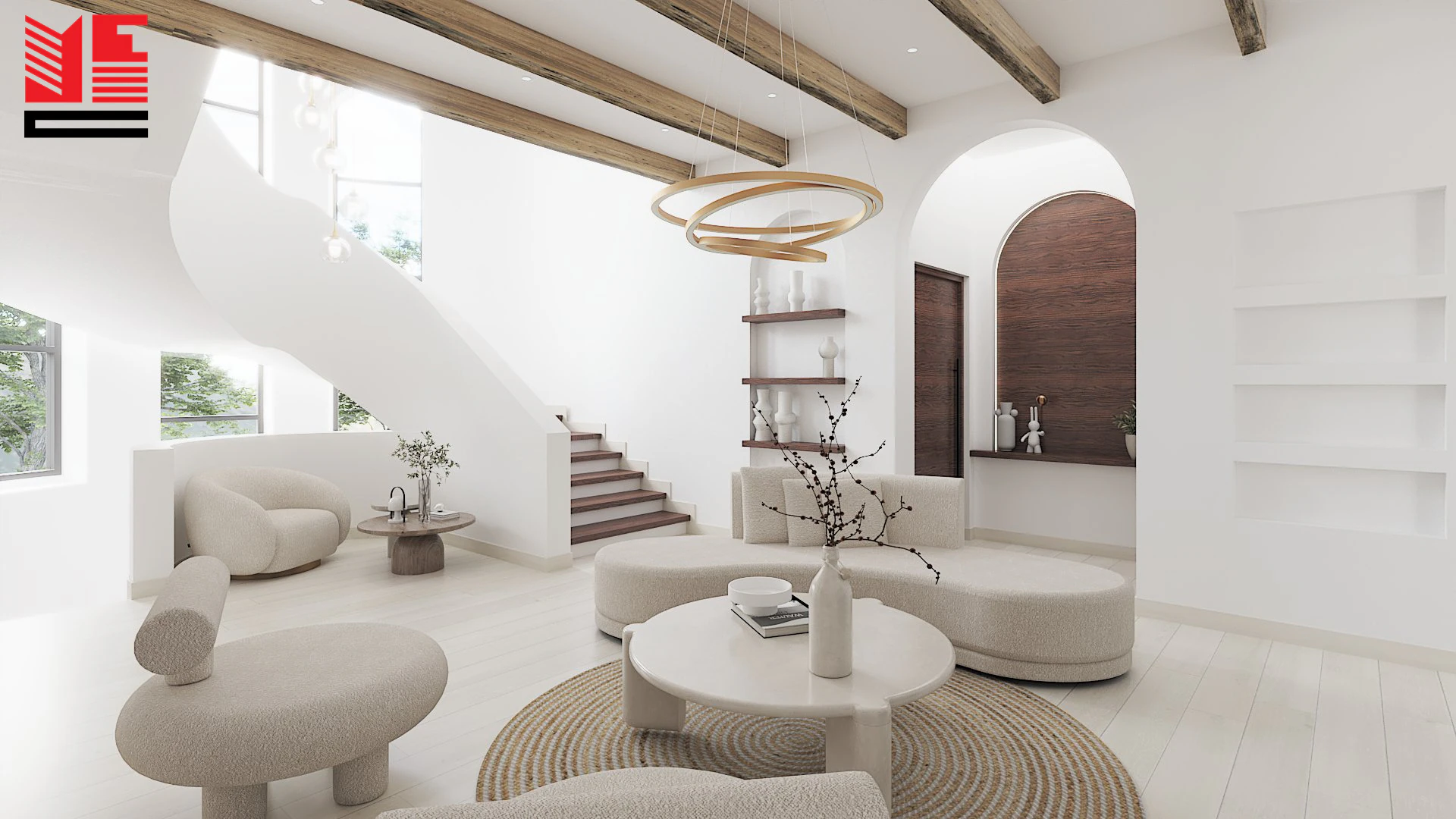تصميم داخلي سكني مشرق — منظر ٢٩