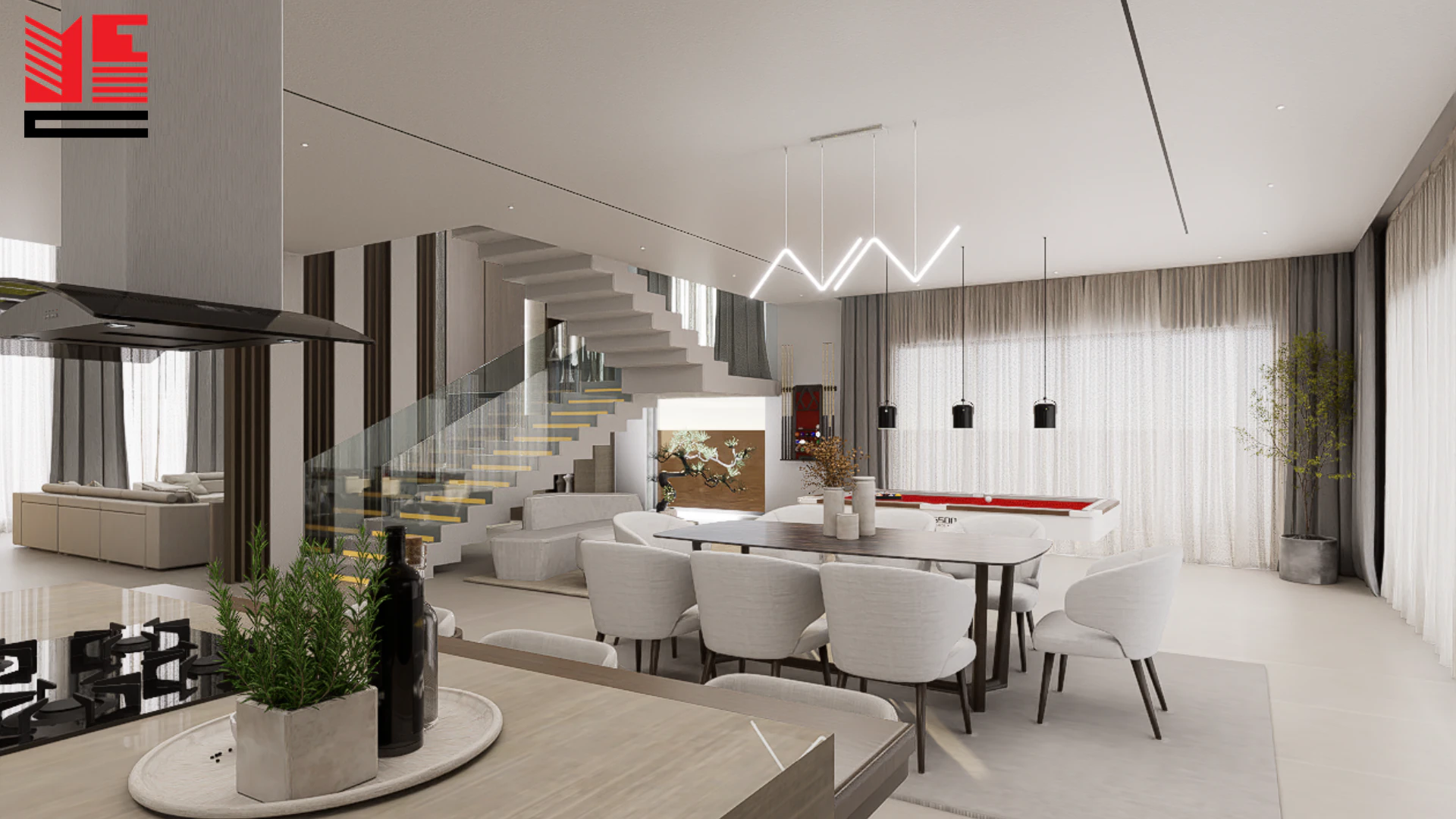 تصميم داخلي سكني معاصر — منظر ٩