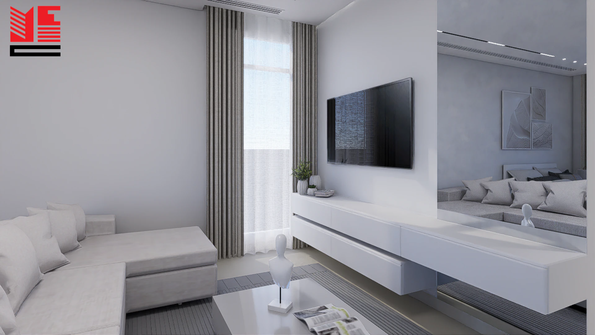 تصميم داخلي سكني بألوان فاتحة &mdash; منظر ١