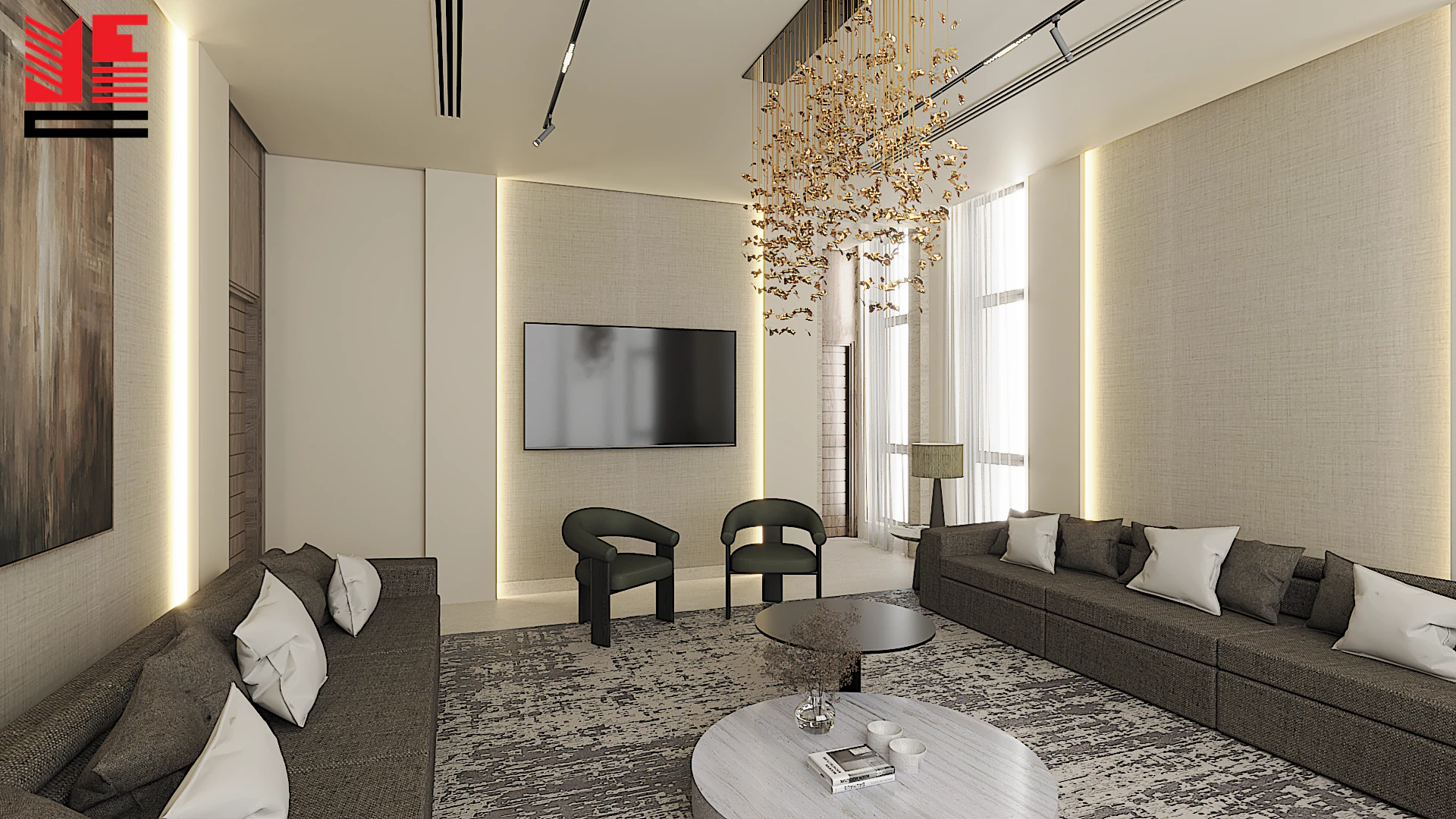تصميم داخلي سكني بألوان محايدة دافئة — منظر ٣١