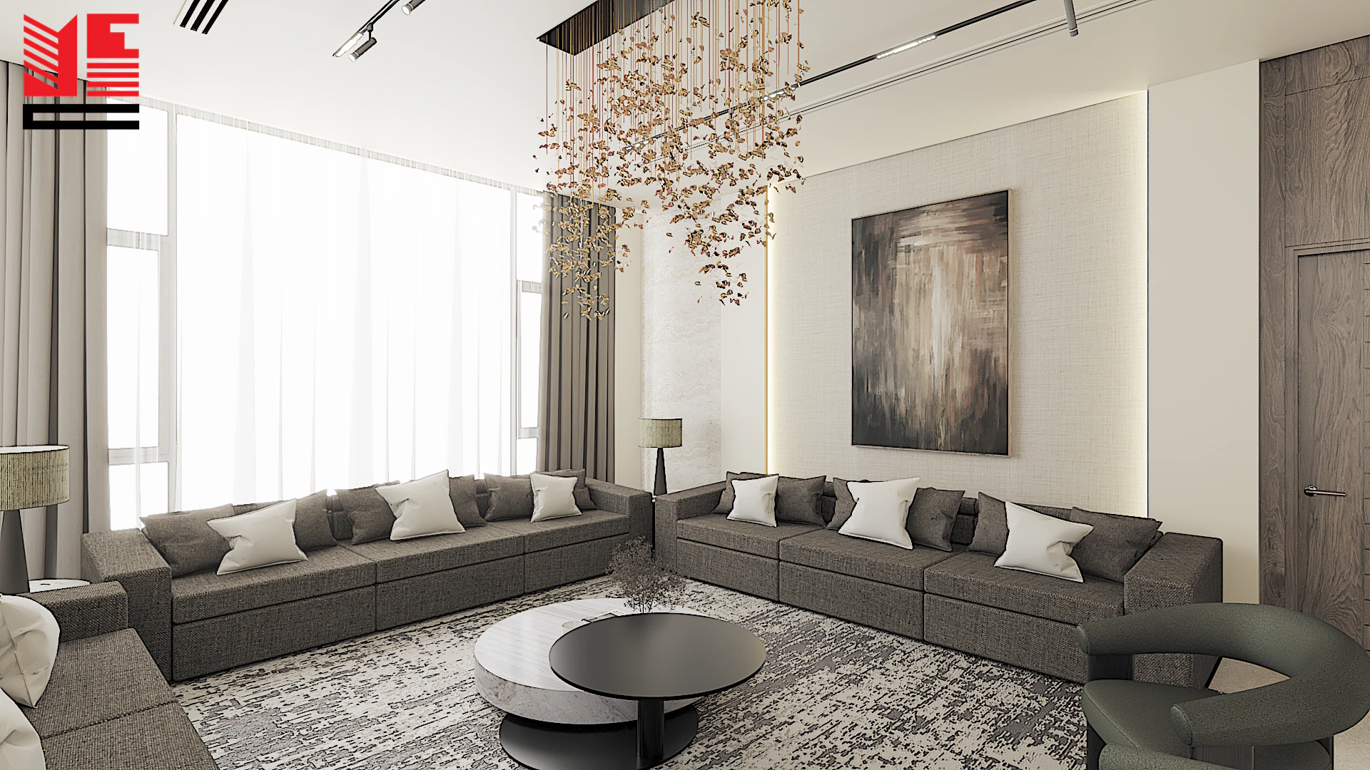 تصميم داخلي سكني بألوان محايدة دافئة — منظر ٣٠