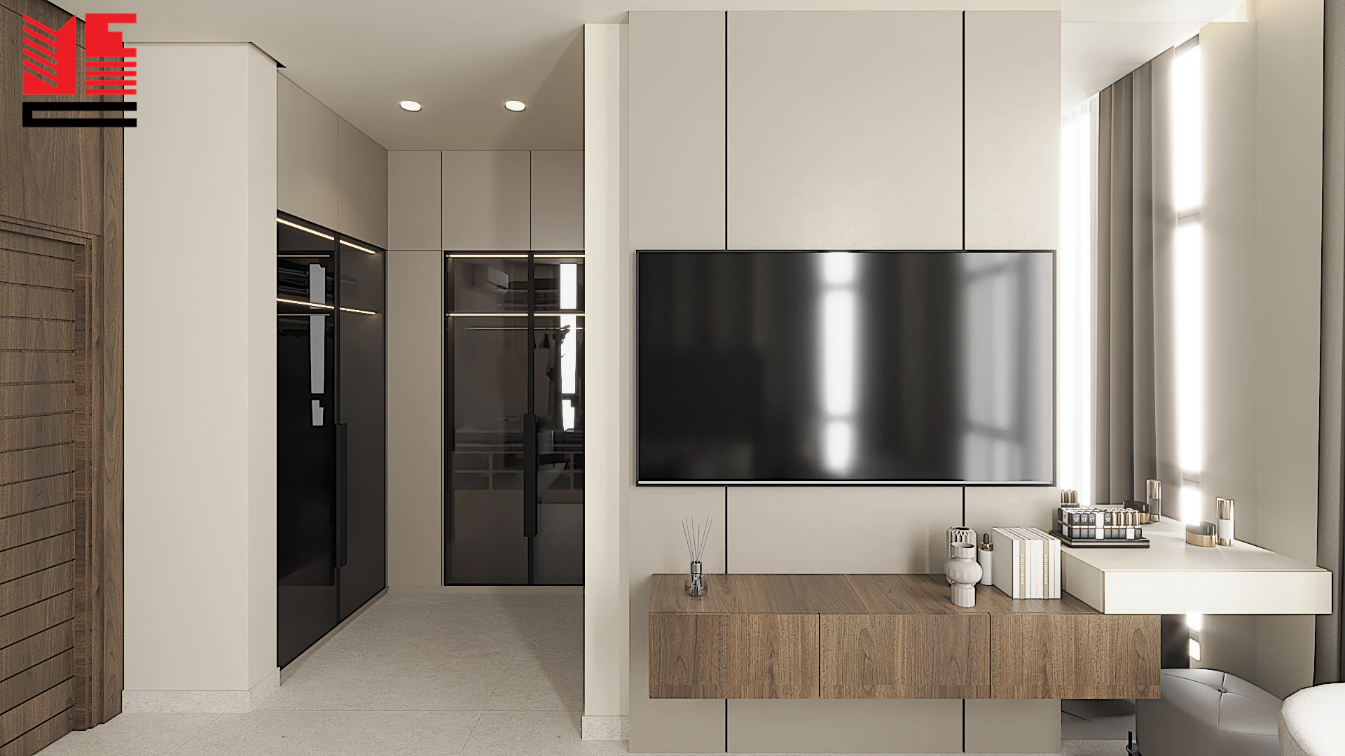 تصميم داخلي سكني بألوان محايدة دافئة — منظر ٢٤