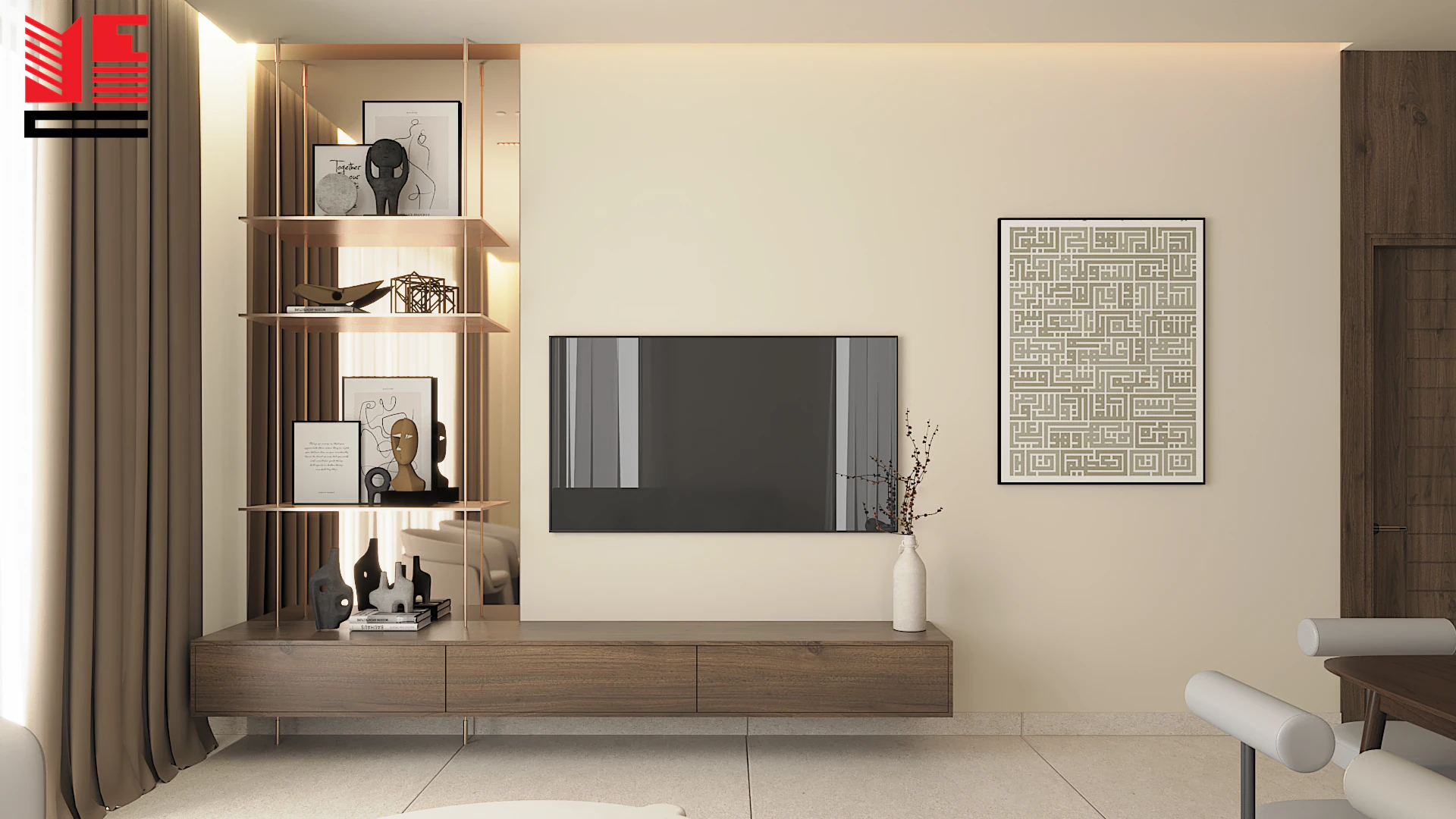تصميم داخلي سكني بألوان محايدة دافئة — منظر ٢١