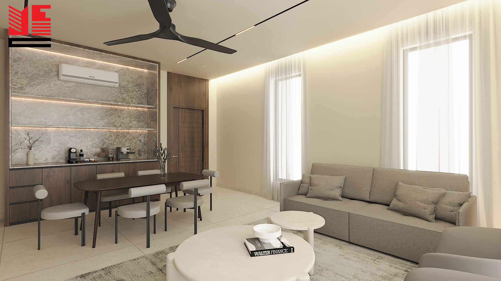تصميم داخلي سكني بألوان محايدة دافئة — منظر ١٨