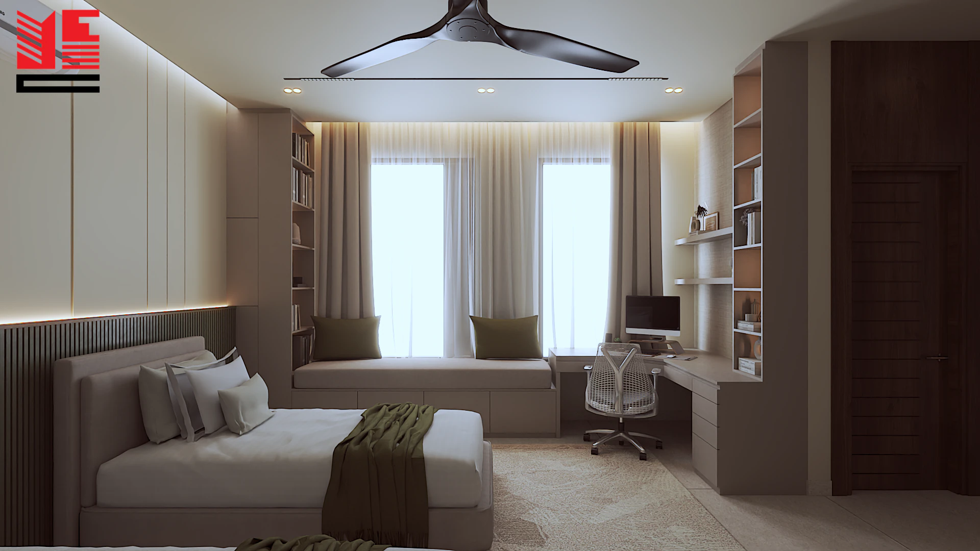 تصميم داخلي سكني بألوان محايدة دافئة — منظر ٥