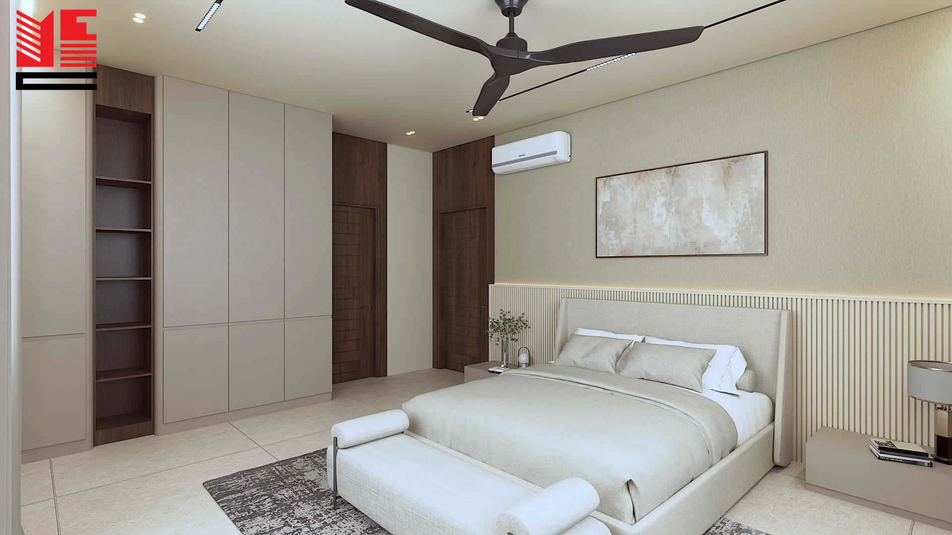 تصميم داخلي سكني بألوان محايدة دافئة — منظر ٢