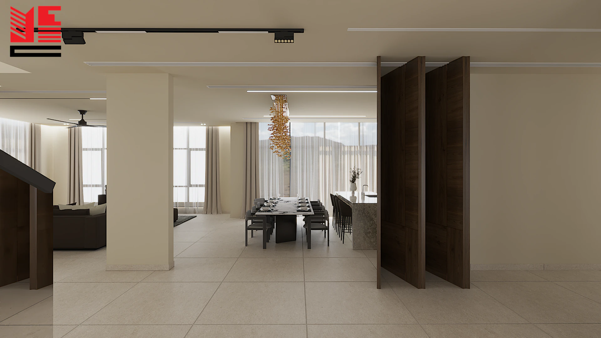 تصميم داخلي سكني بألوان محايدة دافئة — منظر ٣٨