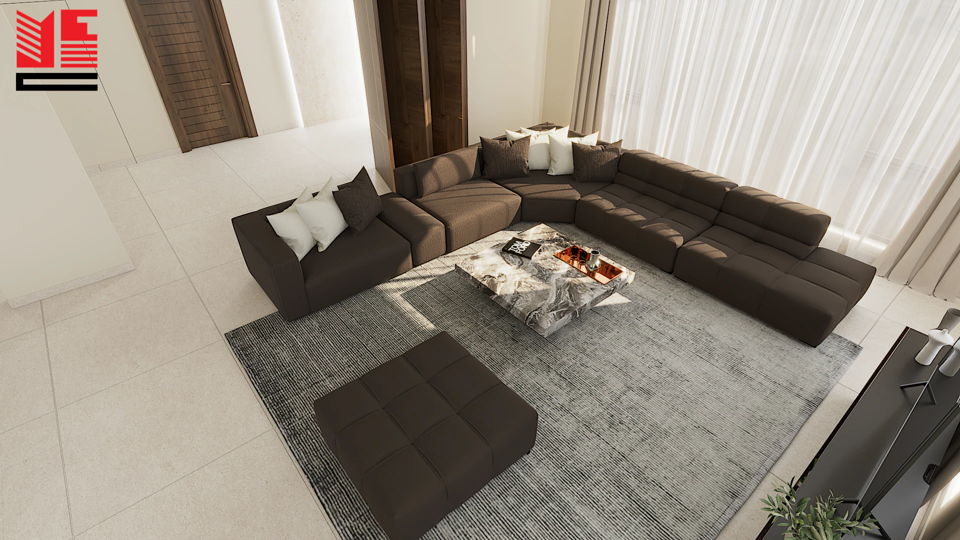 تصميم داخلي سكني بألوان محايدة دافئة — منظر ٣٧