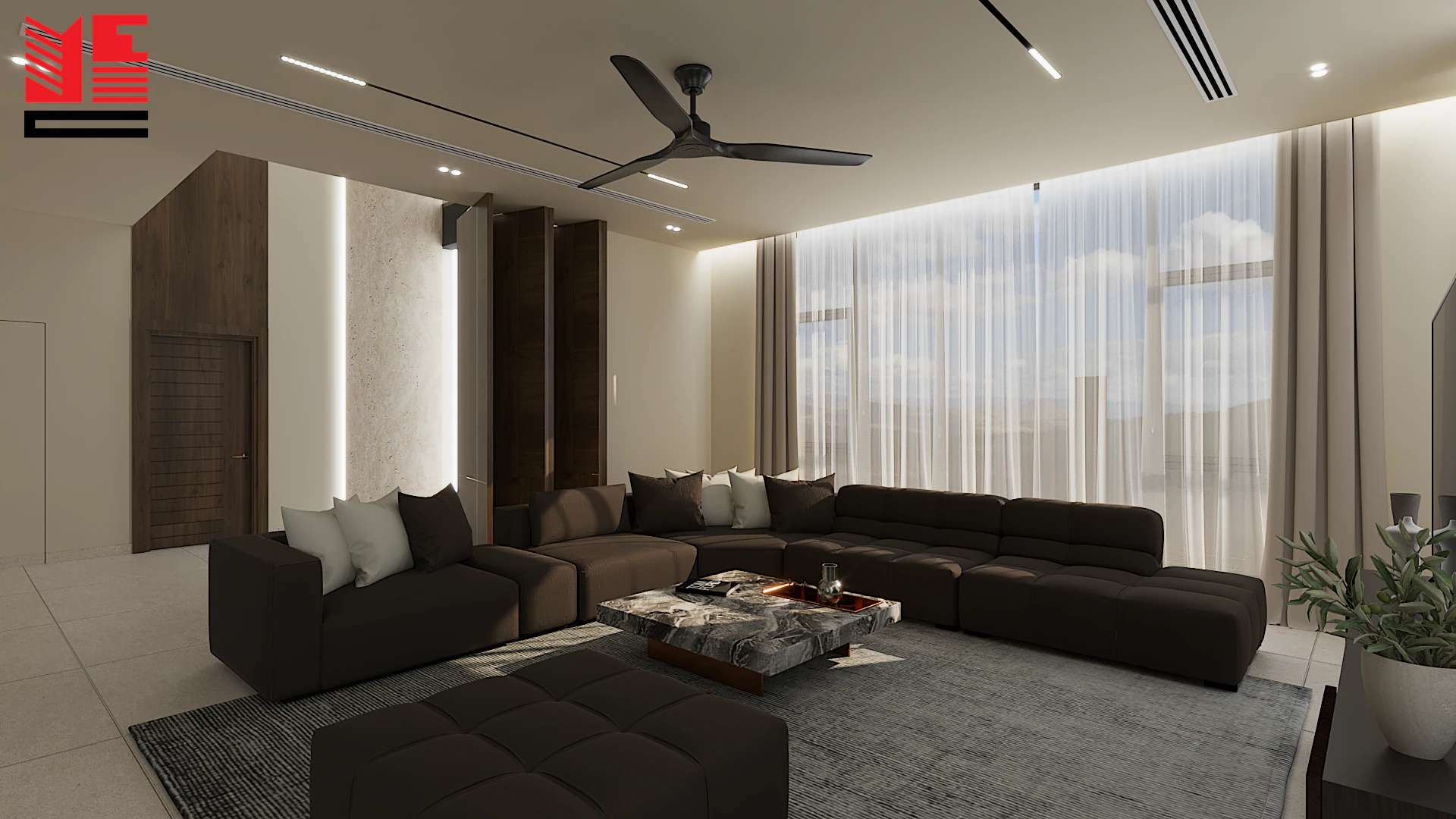تصميم داخلي سكني بألوان محايدة دافئة — منظر ٣٦