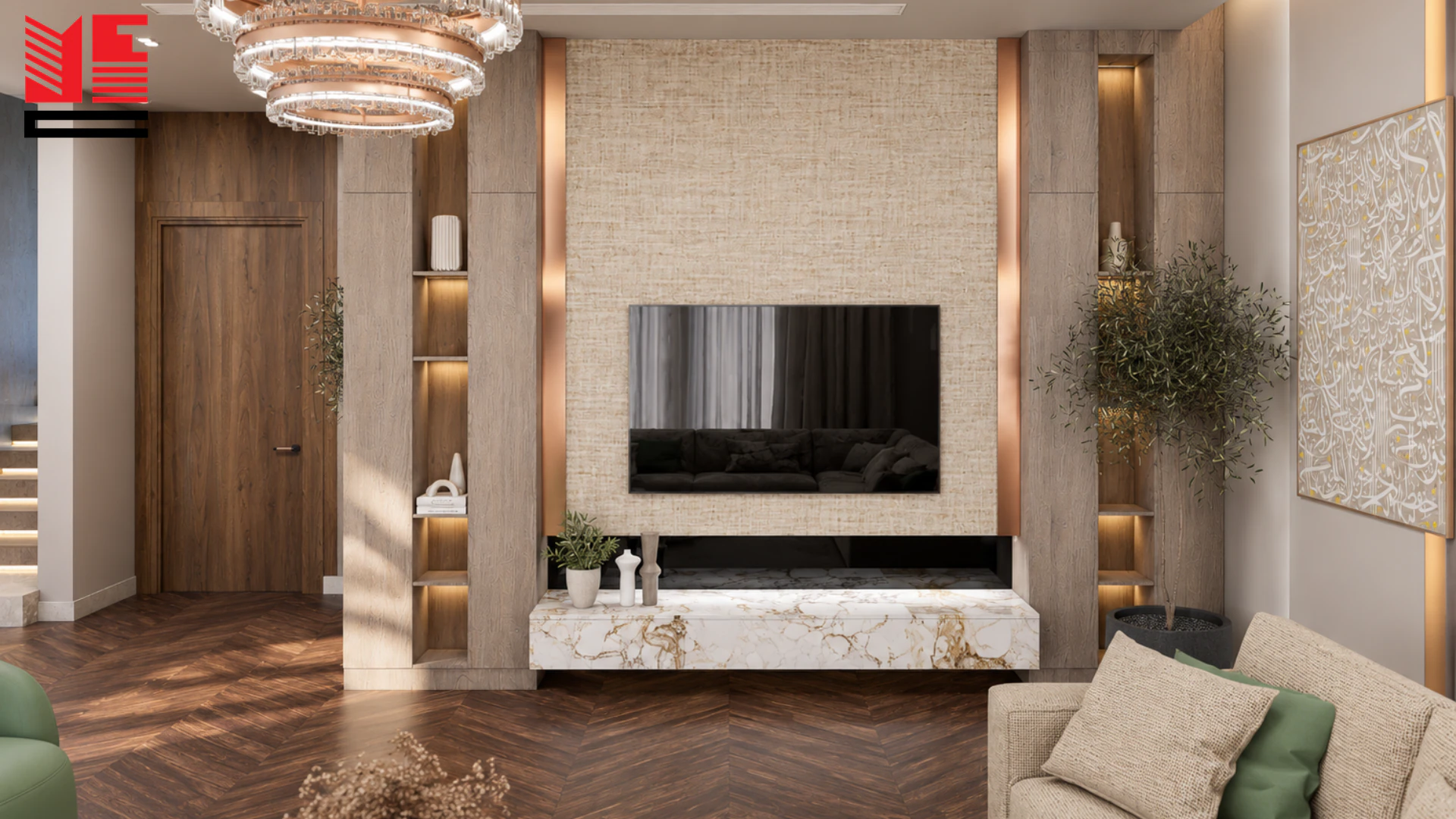 تصميم داخلي سكني بتفاصيل كلاسيكية — منظر ٧