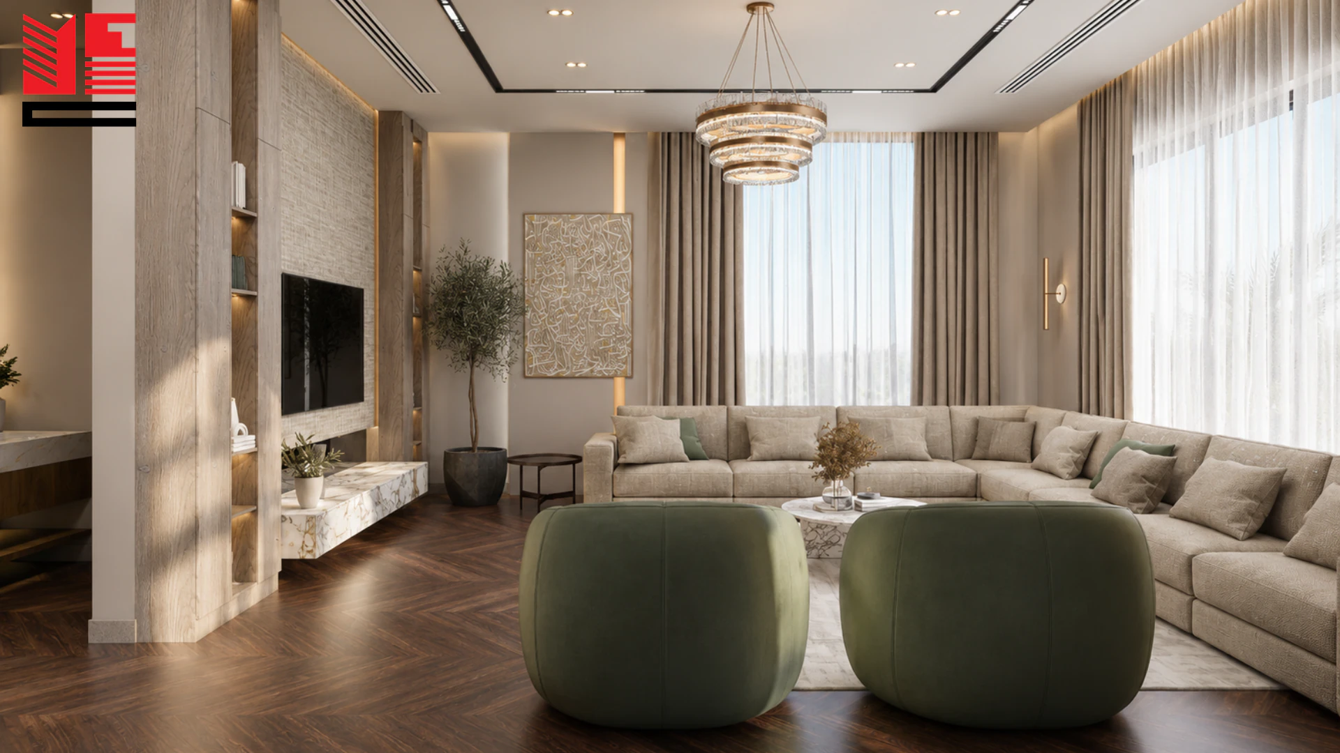 تصميم داخلي سكني بتفاصيل كلاسيكية — منظر ٦