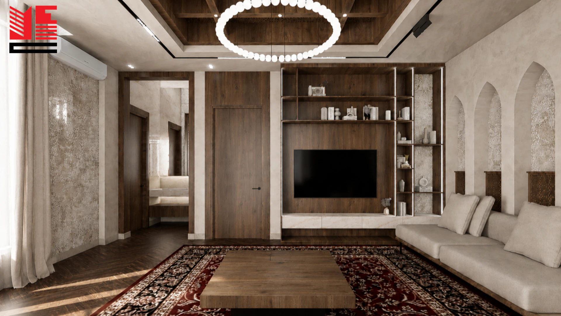 تصميم داخلي سكني بتفاصيل كلاسيكية &mdash; منظر ١