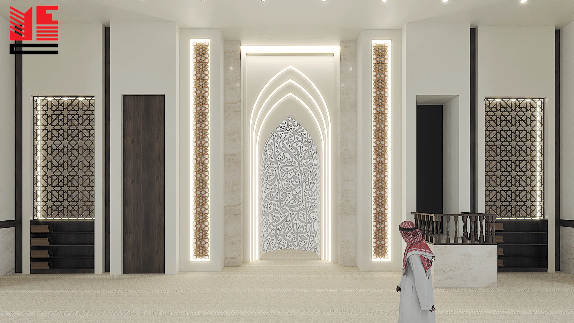 تصميم داخلي لمسجد بسقف زخرفي — منظر ٣