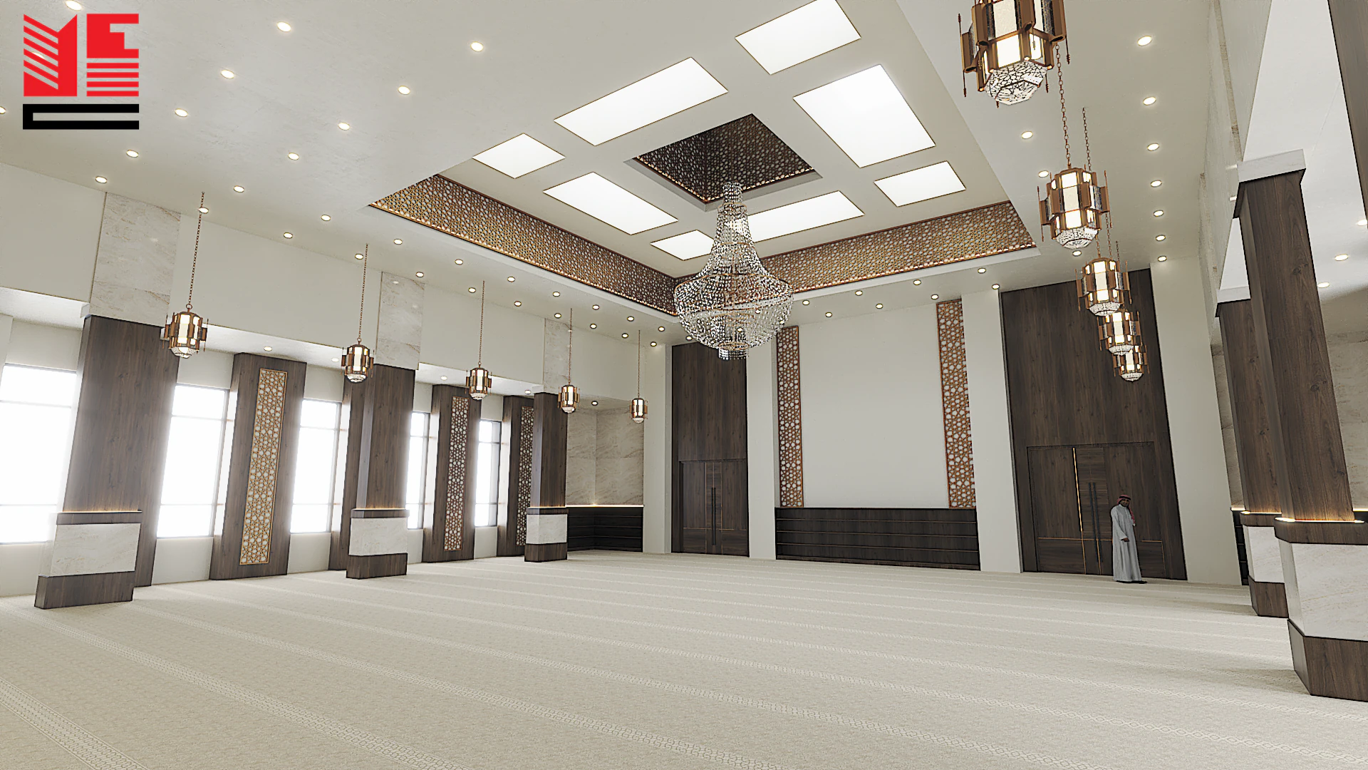 تصميم داخلي لمسجد بسقف زخرفي — منظر ٦