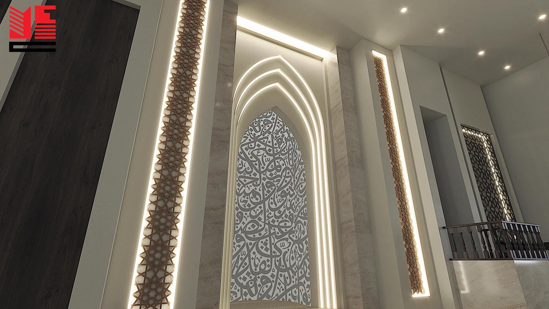 تصميم داخلي لمسجد بسقف زخرفي — منظر ٥