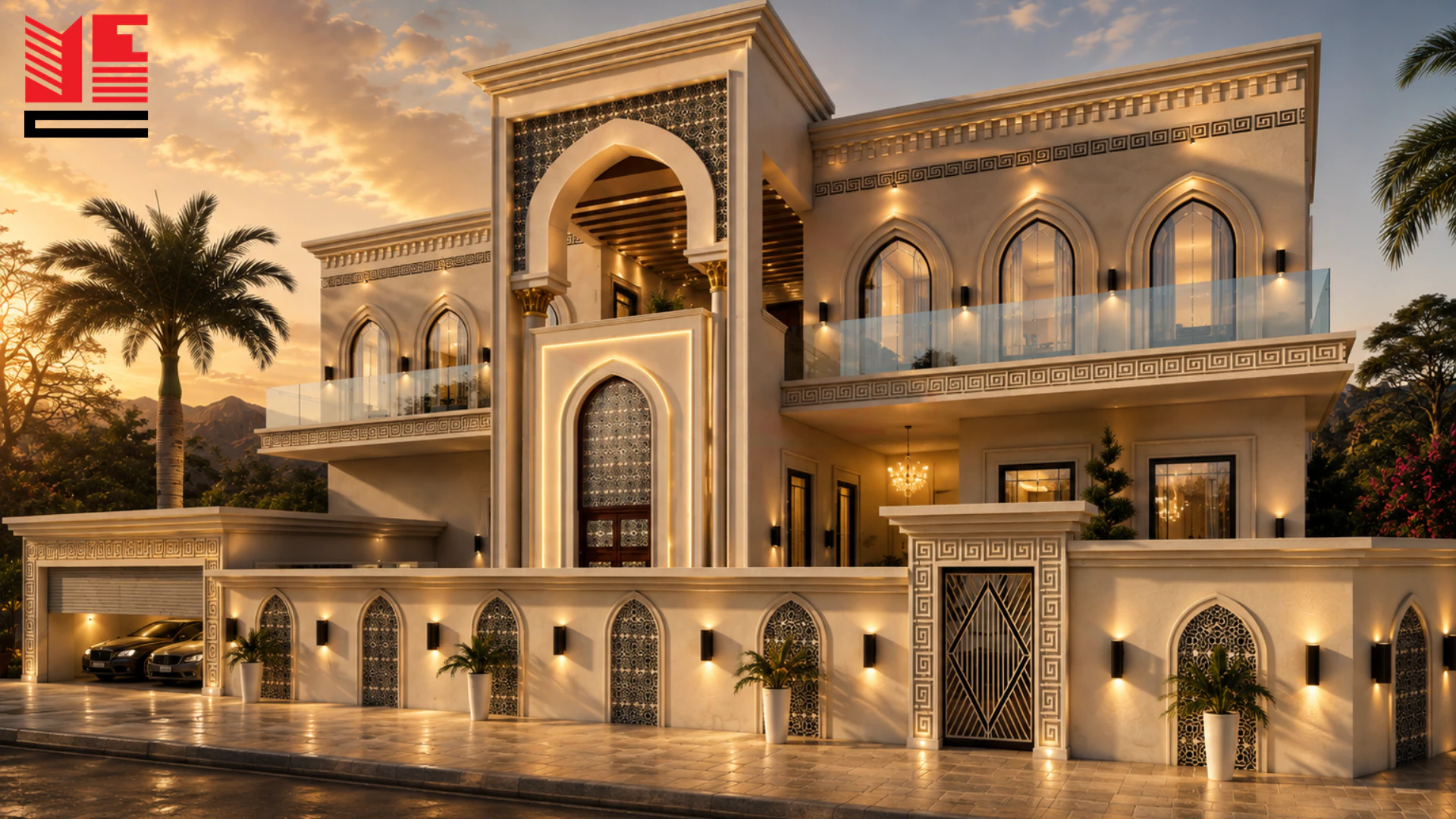 فيلا كلاسيكية بشرفة مقوسة &mdash; منظر ١